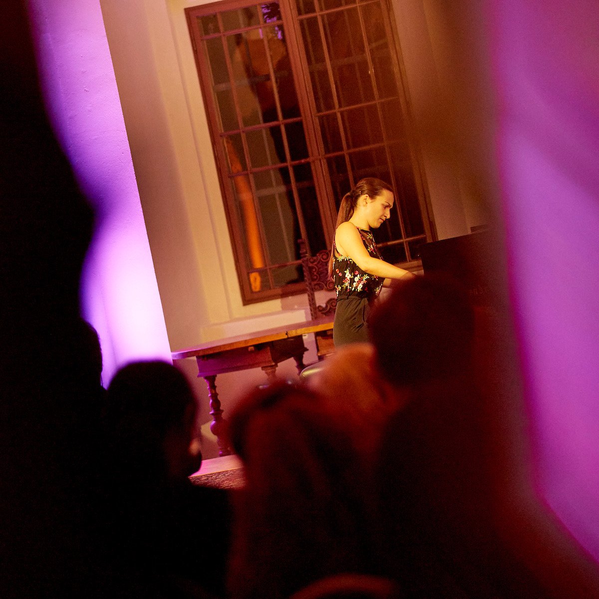 Angela Todorova playing at an evening recital, seen from the audience